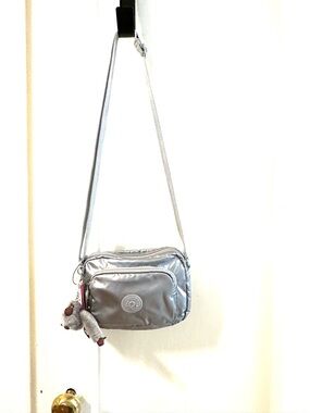 Kipling Silver Crossbody bag  with Plush Monkey Charm